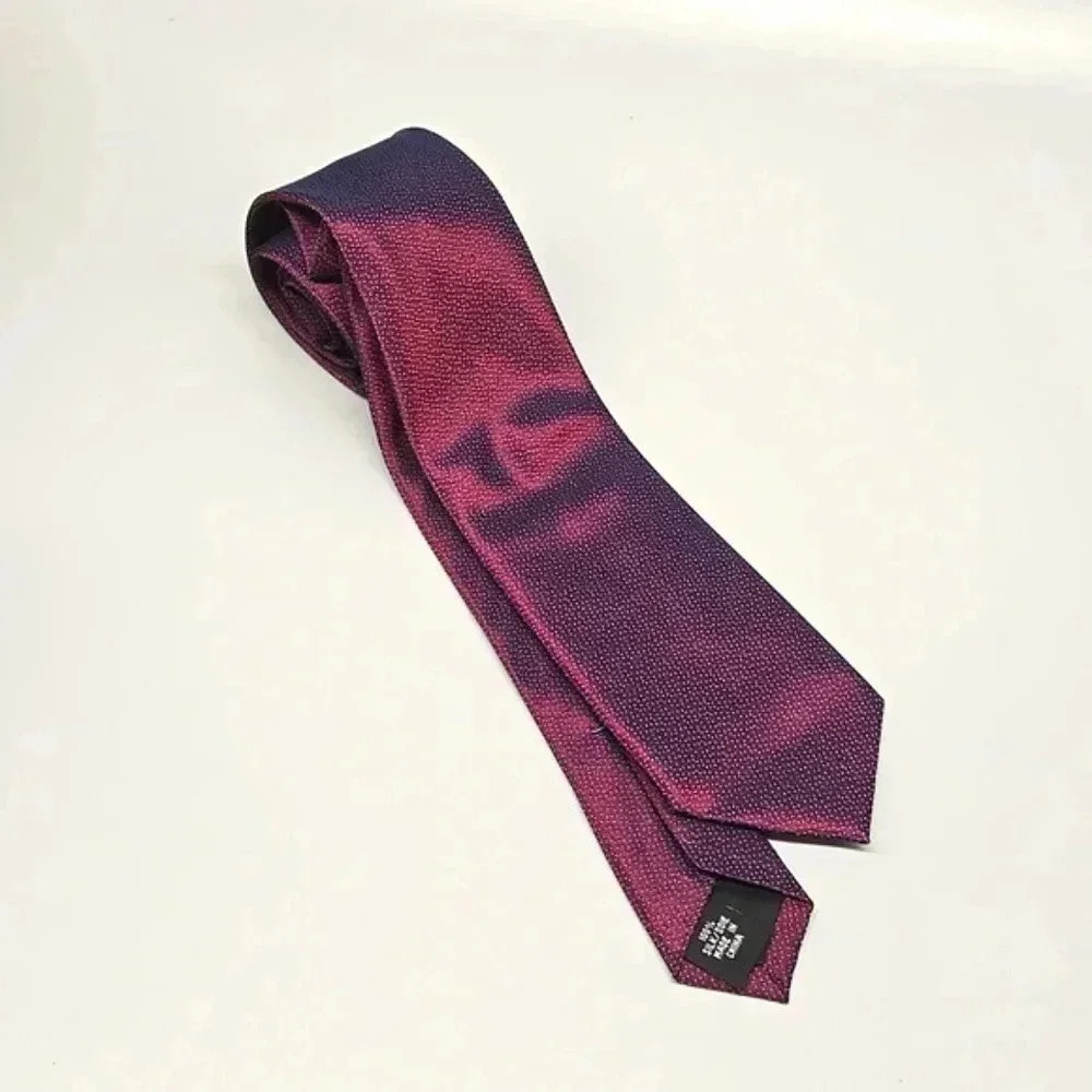 #366 Kenneth Cole Reaction Red with white dot  Silk Tie